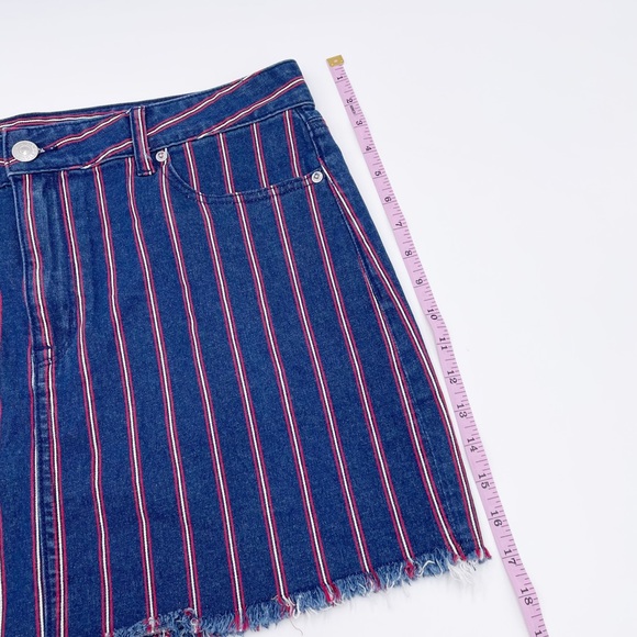 NEW American Eagle Super Stretch Hi-Rise Denim Mini Skirt Retro Stripe Size 16 - Picture 10 of 10